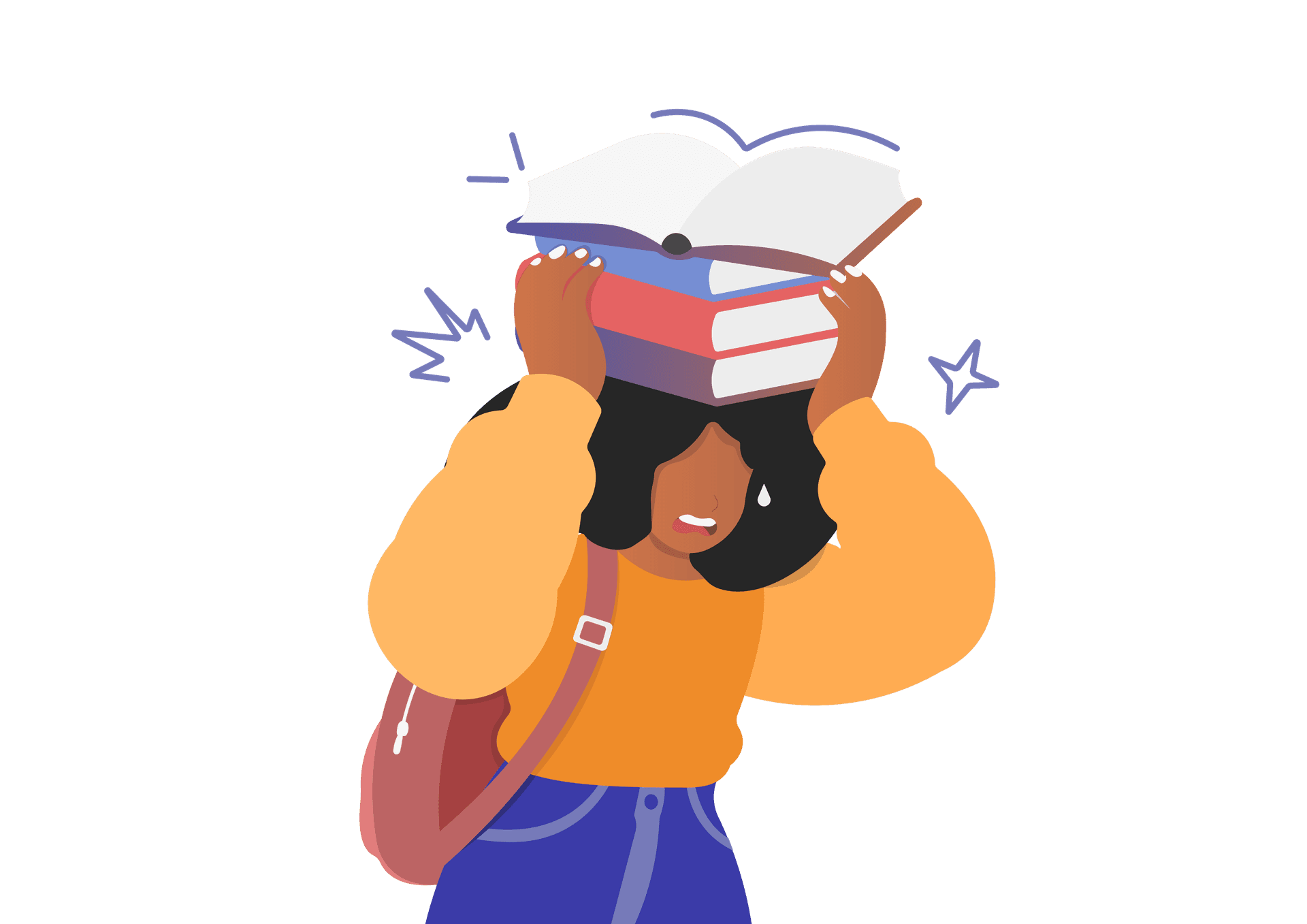 Illustration d'un apprenant avec des livres